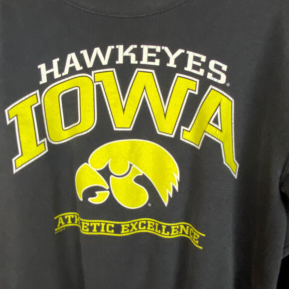 Vintage Iowa Hawkeyes Pullover Sweatshirt Crewneck Sz M Black Lee Sport Boxy Fit - Picture 2 of 8